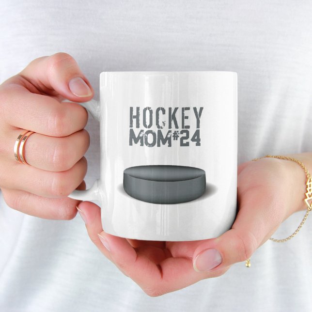 Hockey Mom Player Number Cute Simple Coffee Mug (Creator Uploaded)