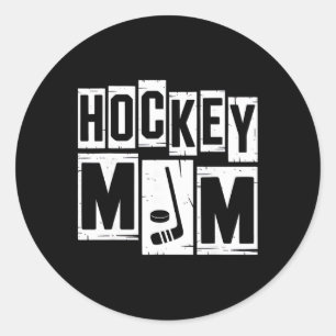 Hockey Mom Retro Women Hockey Lover Mommy Mom Moth Classic Round Sticker