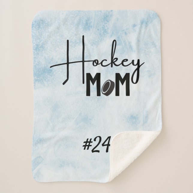 Hockey mom rink gear blanket calligraphy blue ice (Front)