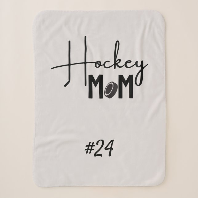 Hockey mom rink gear blanket calligraphy grey (Front)