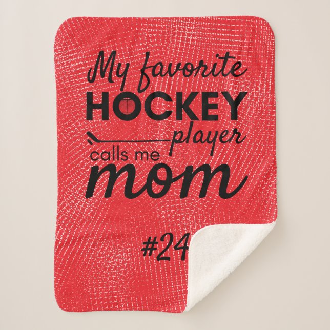 Hockey mom rink gear blanket favourite player red (Front)