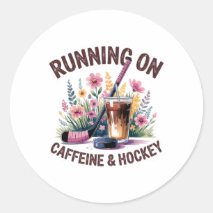 Hockey Mom Running On Caffeine Iced Coffee Hockey  Classic Round Sticker