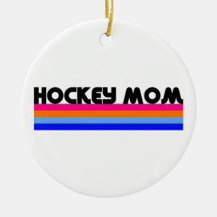 Hockey Mom Stripes Ceramic Ornament