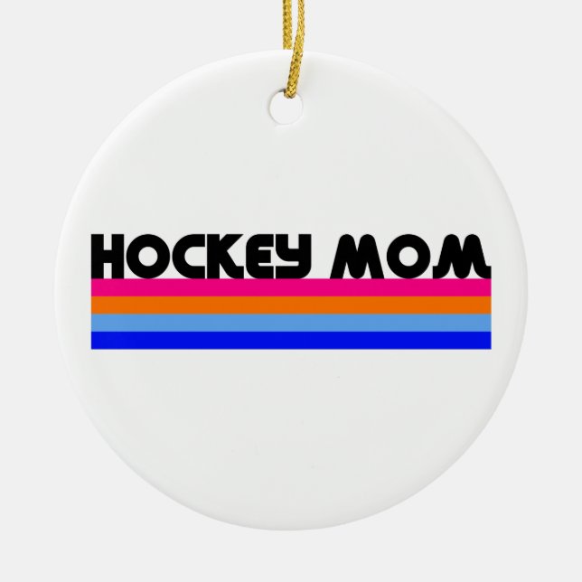Hockey Mom Stripes Ceramic Ornament (Front)