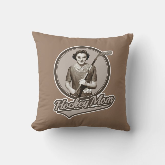 Hockey Mom Throw Pillow (Front)