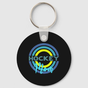 Hockey Mom With Modern Hockey Circles Keychain