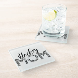 Hockey Mom Wordle Glass Coaster