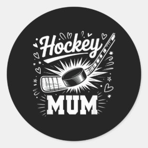 Hockey Mum Heart Family Mothers Day Hockey Lover Classic Round Sticker