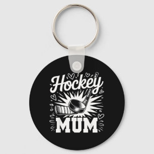 Hockey Mum Heart Family Mothers Day Hockey Lover Keychain