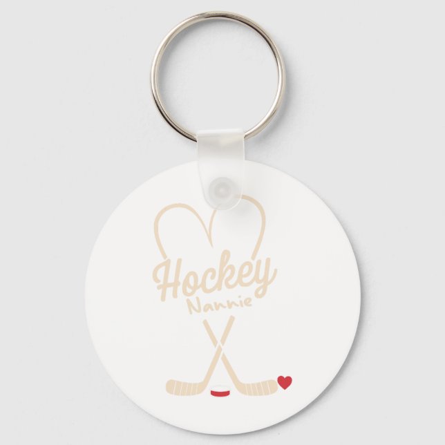 Hockey Nannie Heart Hockey Player  Keychain (Front)