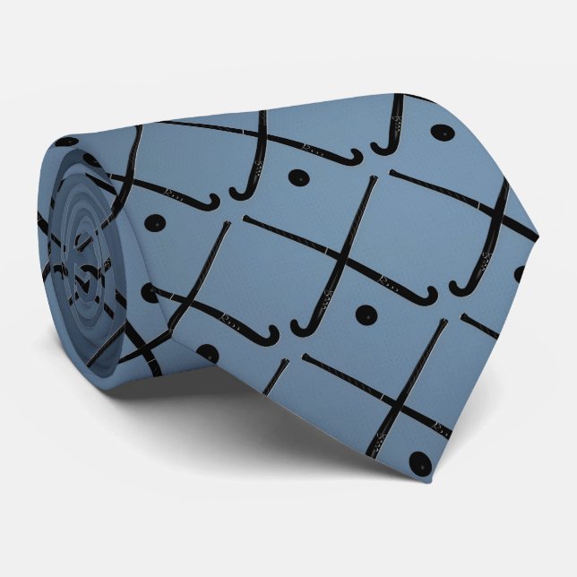 Hockey Necktie on Gradient Blue (Rolled)