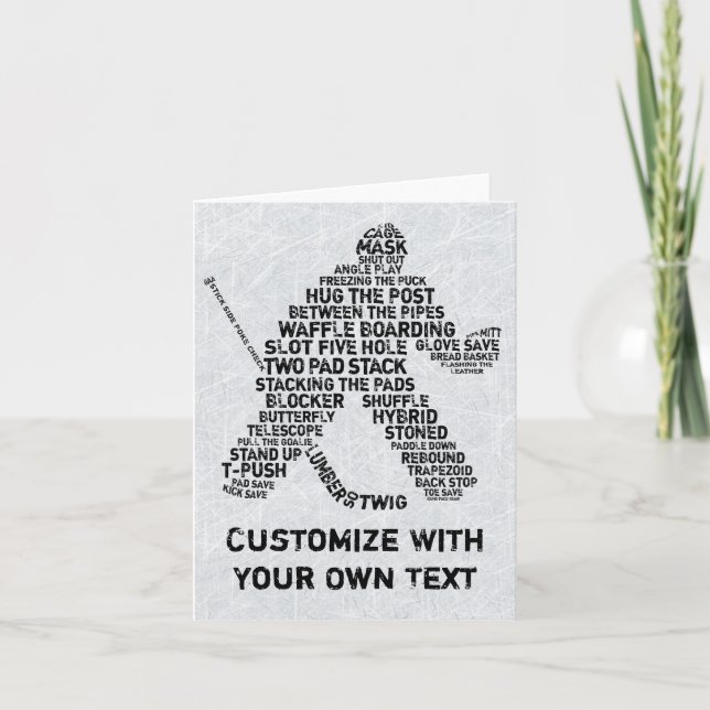 Hockey Netminder Typography Birthday Card (Front)