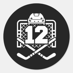 Hockey Number 12 Jersey Funny Hockey Player Game D Classic Round Sticker