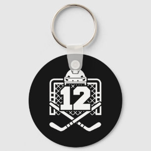 Hockey Number 12 Jersey Funny Hockey Player Game D Keychain