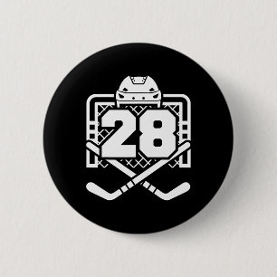 Hockey Number 28 Jersey Funny Hockey Player Game D 2 Inch Round Button