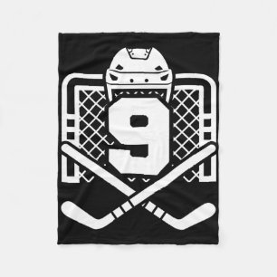 Hockey Number 9 Jersey Funny Hockey Player Game Da Fleece Blanket