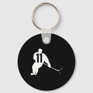 Hockey Number Eleven 11 Keychain