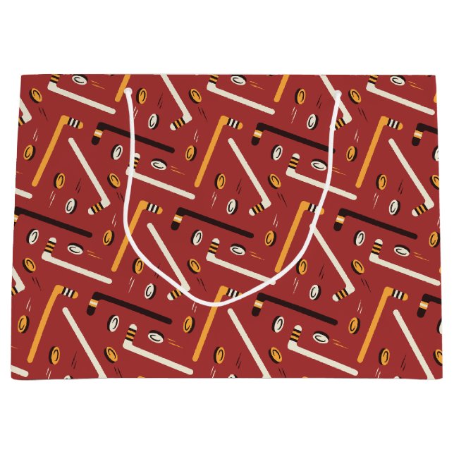Hockey Pattern Large Gift Bag (Front)