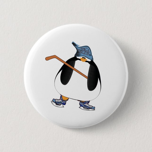 Hockey Penguin 2 Inch Round Button (Front)