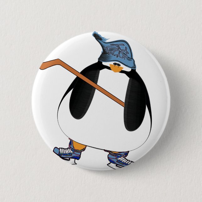 Hockey Penguin 2 Inch Round Button (Front)