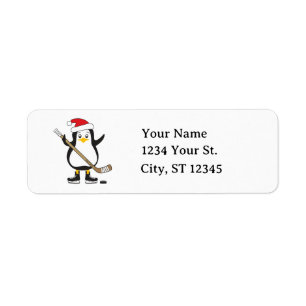 Hockey Penguin Christmas Return Address