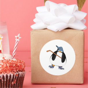 Hockey Penguin Classic Round Sticker