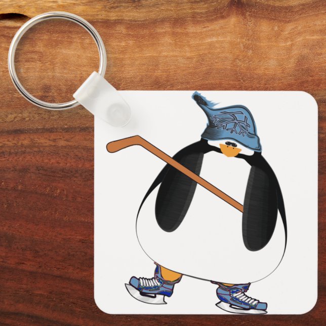 Hockey Penguin Keychain (Front)