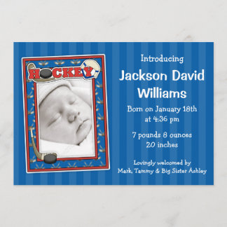 Hockey Photo Birth Announcement