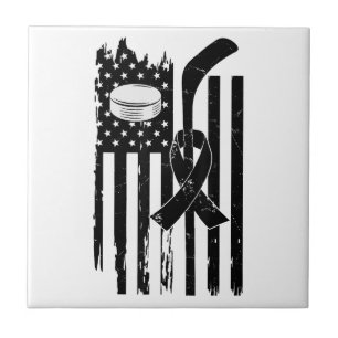 Hockey Pink Ribbon Breast Cancer Awareness Sport L Tile