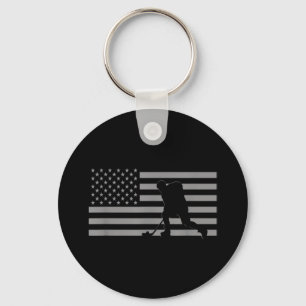 Hockey Player - American Flag Hockey Keychain