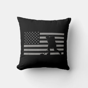 Hockey Player - American Flag Hockey Throw Pillow