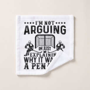 Hockey Player Arguing Gift Funny Hockey Wash Cloth