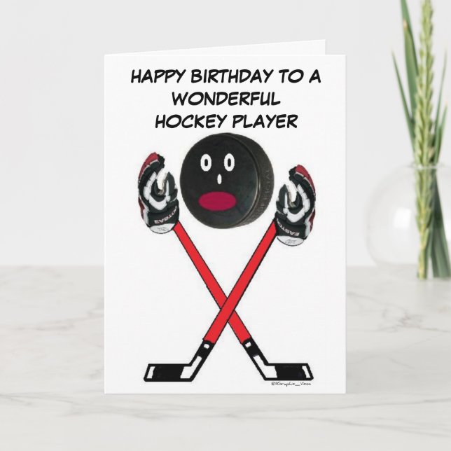 Hockey Player Birthday Card (Front)