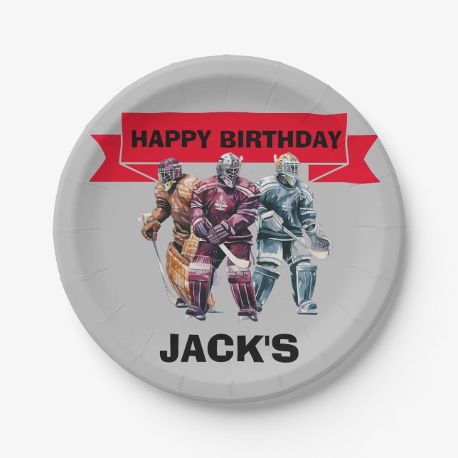 Hockey Player  Birthday Party theme  Paper Plate (Front)