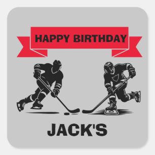 Hockey Player  Birthday Party theme  Square Sticker