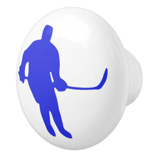 Hockey Player blue decal knobs dresser or drawer