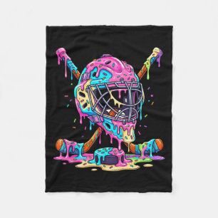 Hockey Player Boys Kids Ice Hockey Dripping Ice Fleece Blanket