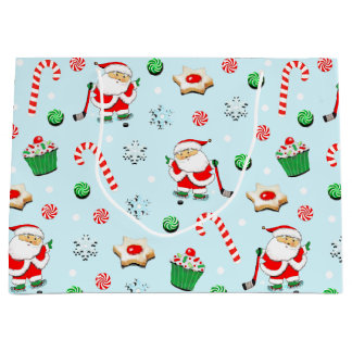 Hockey Player Christmas Holiday Large Gift Bag
