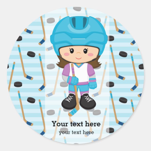 Hockey player classic round sticker (Front)