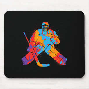 Hockey Player Colorful Goalkeeper Boys Ice Hockey  Mouse Pad