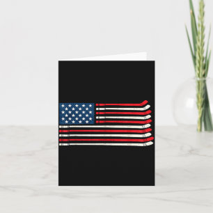 Hockey Player Fan Ice Hockey Aamerican Flag 4th Of Card