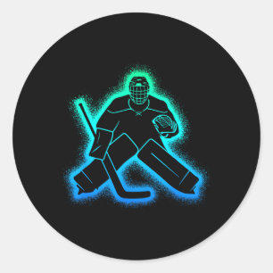 Hockey Player Goalkeeper Kids Men Boys Ice Hockey Classic Round Sticker