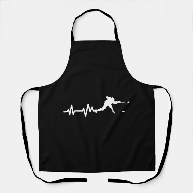 Hockey Player Heartbeat Ice Hockey Apron (Front)