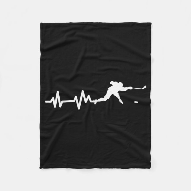 Hockey Player Heartbeat Ice Hockey Fleece Blanket (Front)