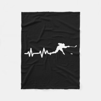Hockey Player Heartbeat Ice Hockey Gift Fleece Blanket