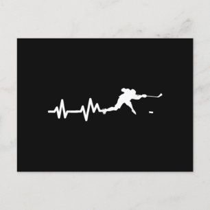 Hockey Player Heartbeat Ice Hockey Holiday Postcard