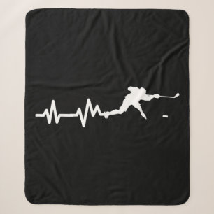 Hockey Player Heartbeat Ice Hockey Sherpa Blanket