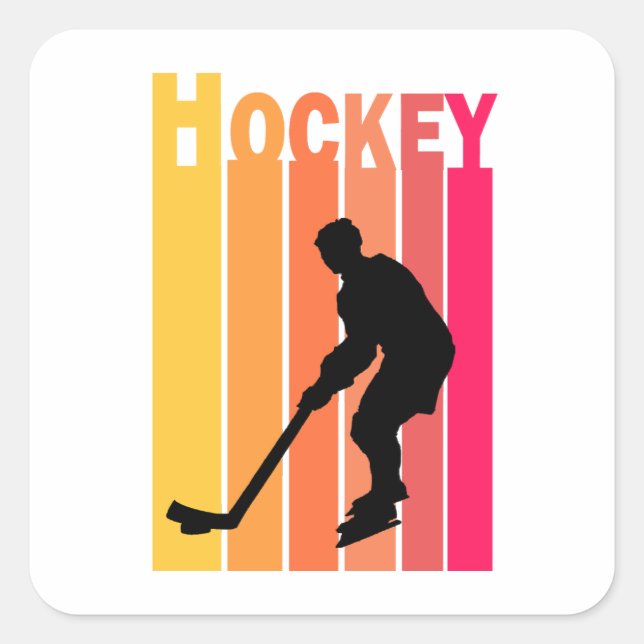 Hockey Player Hockey Vintage Square Sticker (Front)