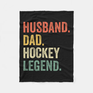 Hockey Player Husband Dad Hockey Legend Vintage  Fleece Blanket