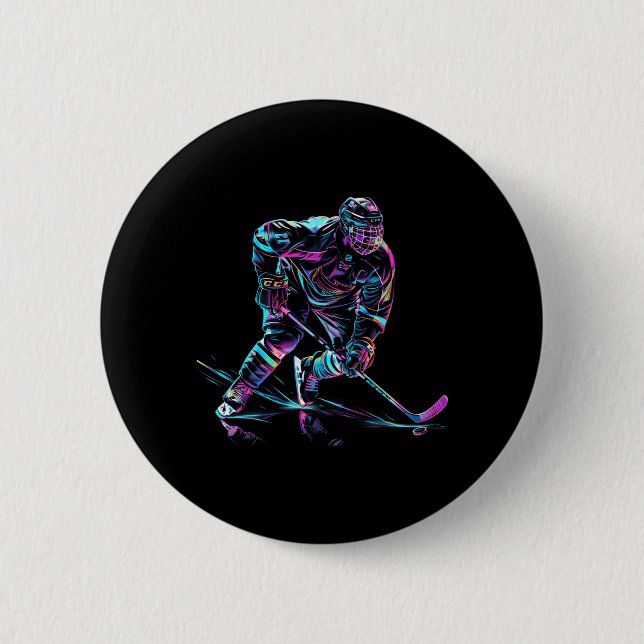 Hockey Player Ice Hockey Performance 2 Inch Round Button (Front)